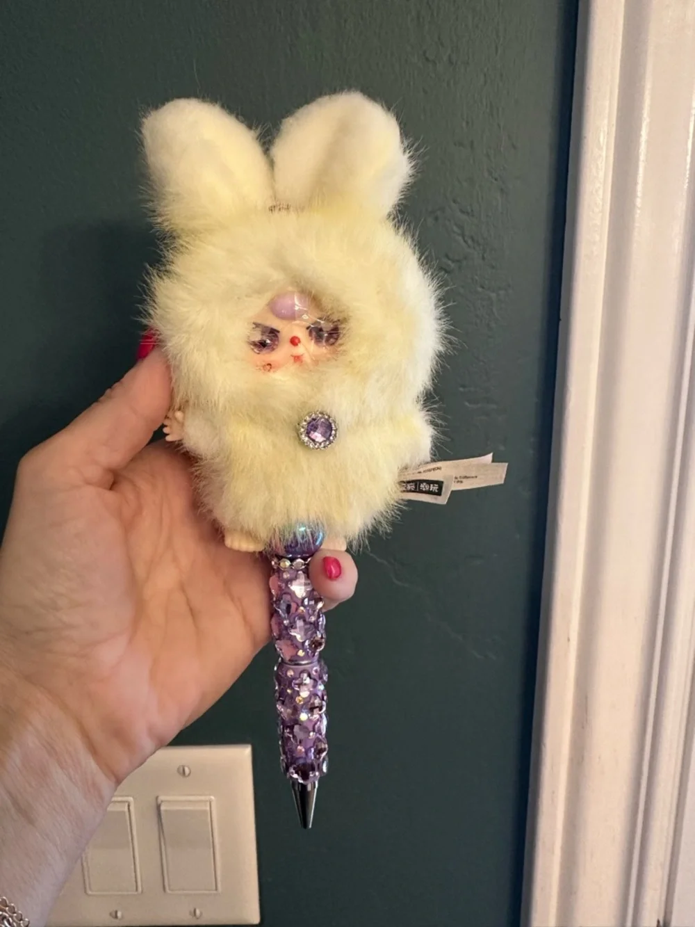 Gorgeous Hand Crafted Pen with an Authentic  Baby Three Bunny as the Focal